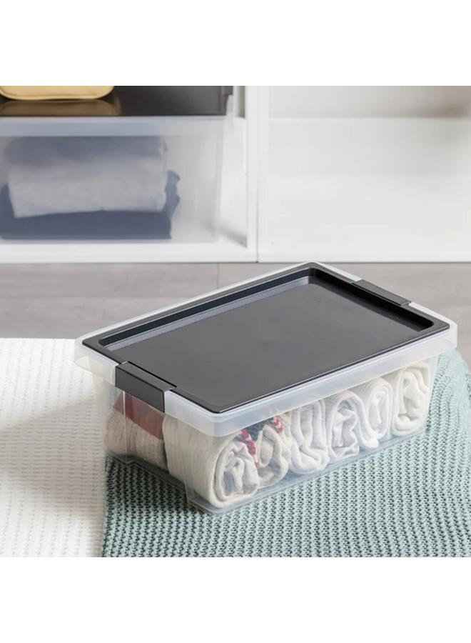 TATAY Hinged Handle Multipurpose Stackable Storage Box with Lid Black and Clear 7 Liter - Image 2
