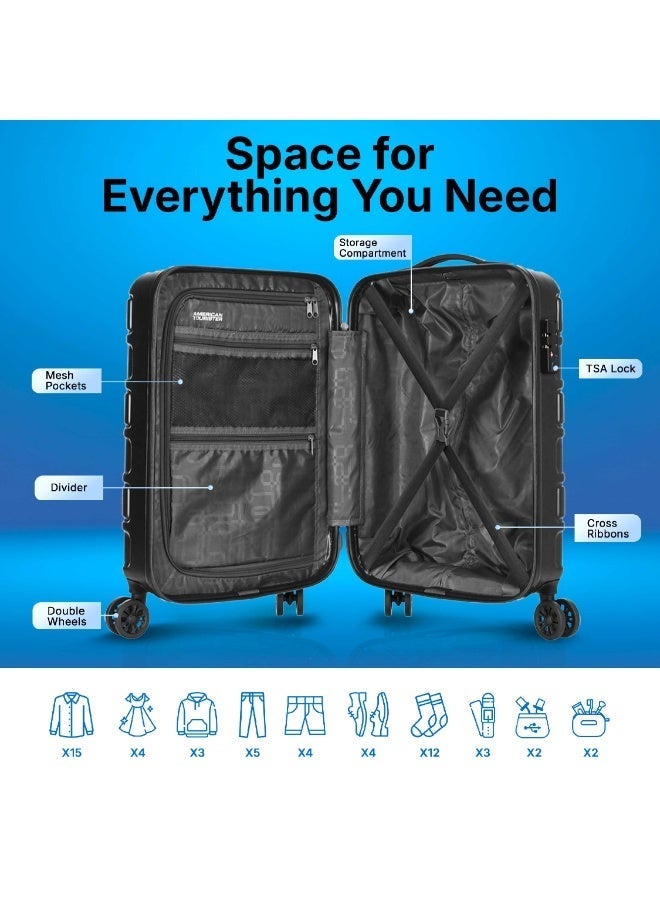 AMERICAN TOURISTER Bricklane Suitcase, Check-In Size 69 cm / 25 inch, 4 Spinner Wheels, Hard Top, ABS, Jet Black|Lightweight|Scratch & Impact Resistance|TSA Lock|Inner Mesh Zippered Pocket - 3 Years International Warranty - Image 4