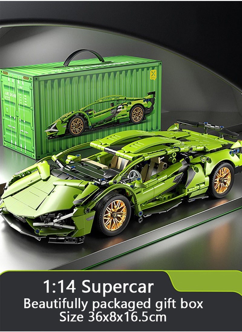 Sports Car Building Blocks Super Sports Car Building Blocks Toys Adults,1:14 Scale Car Model Building Kit Toys,Collectible Race Car for 14+ Year Boys,Adult(1314 Pieces)  - Image 1
