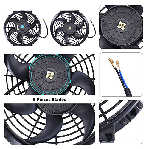 FGJQEFG 10 Inch Universal Slim Fan Push Pull Electric Radiator 12V 80W High Performance Cooling Fan Mount Kit Black 2 Pcs - Image 5