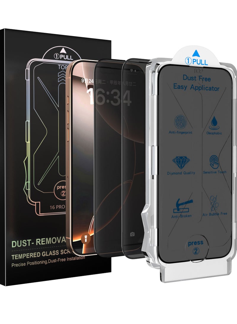 ALFY & CO - iPhone 16 Pro (2 pack) Privacy Screen Protector Premium Grade A with fixing kit - Image 1