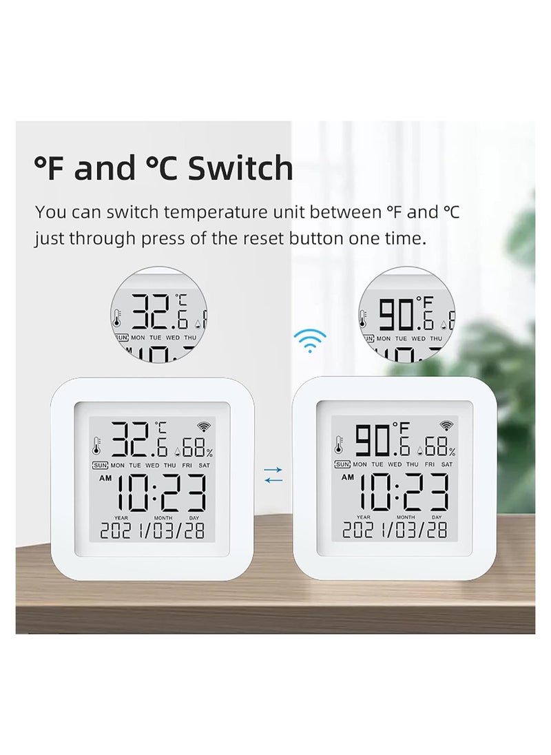 Smart WiFi Temperature and Humidity Monitor:TUYA Wireless Temperature and Humidity Sensor with APP Notification Reminder, WiFi Thermometer Hygrometer for Home Pets Garage, Compatible with Alexa