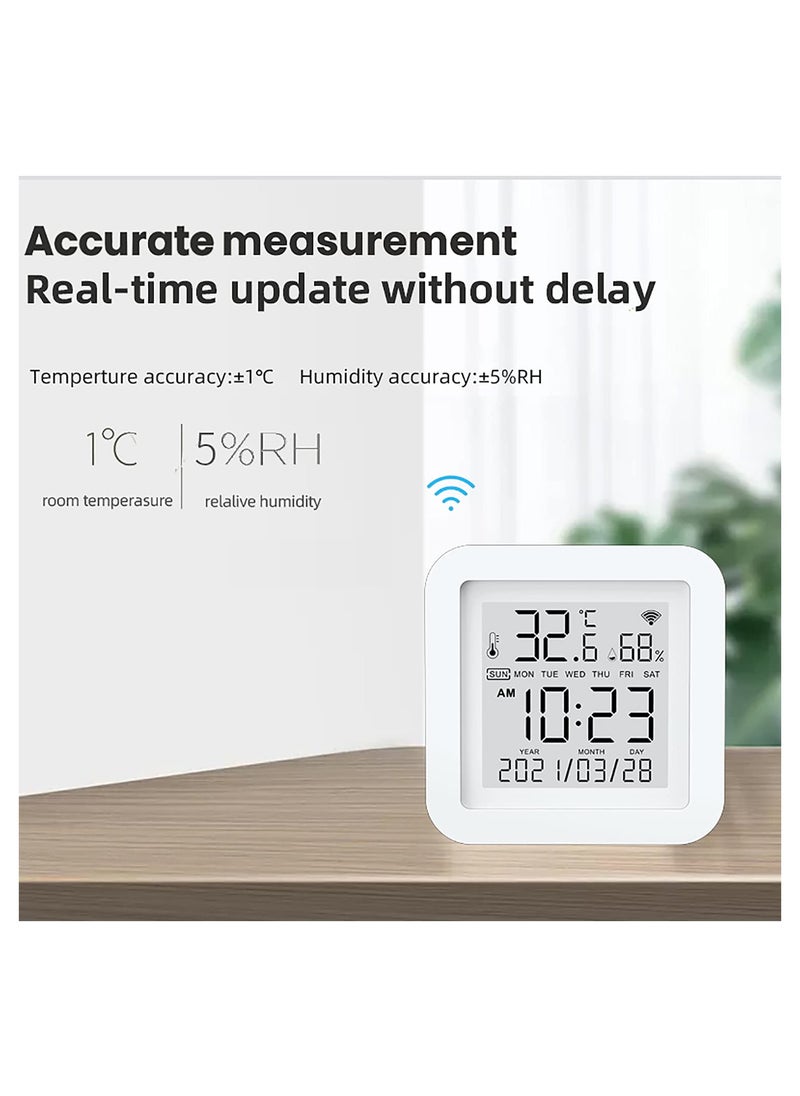 Smart WiFi Temperature and Humidity Monitor:TUYA Wireless Temperature and Humidity Sensor with APP Notification Reminder, WiFi Thermometer Hygrometer for Home Pets Garage, Compatible with Alexa
