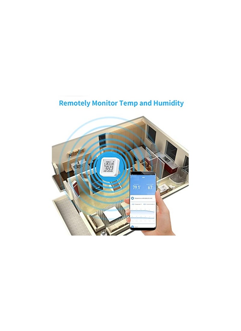 Smart WiFi Temperature and Humidity Monitor:TUYA Wireless Temperature and Humidity Sensor with APP Notification Reminder, WiFi Thermometer Hygrometer for Home Pets Garage, Compatible with Alexa