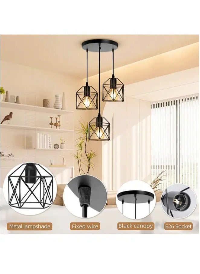 Sumkyle Hanging Pendant Lights Vintage Lights Ceiling Lamp for Kitchen Dining Room Bulbs Include 3 Lights - Image 2