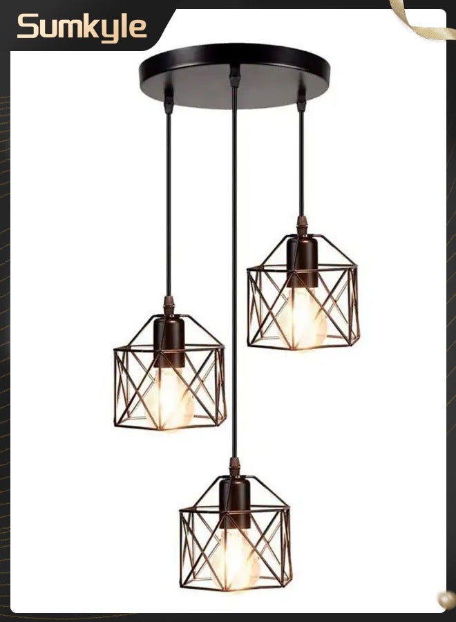 Sumkyle Hanging Pendant Lights Vintage Lights Ceiling Lamp for Kitchen Dining Room Bulbs Include 3 Lights - Image 1