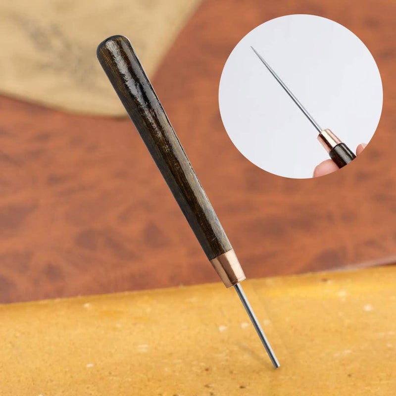 Pengxiaomei Wooden Handle Scratch Awl Tool  2 Pcs For Leather Hole Punch  Sewing And Leather Craft Repair - Image 4