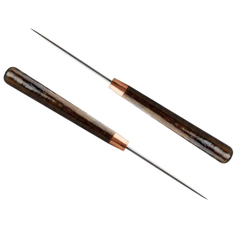 Pengxiaomei Wooden Handle Scratch Awl Tool  2 Pcs For Leather Hole Punch  Sewing And Leather Craft Repair - Image 1