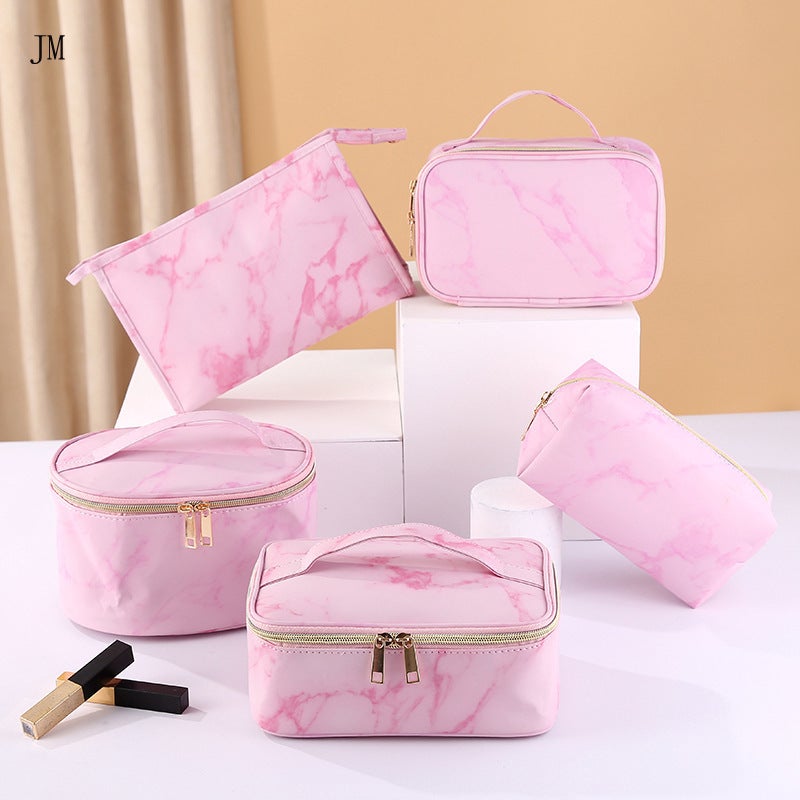 New Pu Marbling Portable Cosmetic Bag Women'S Cosmetics Small Object Storage Bag Outdoor Portable Wash Bag - Image 3