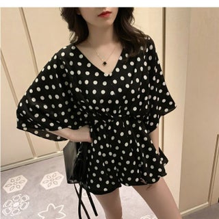 chubby girl Hong Kong Style Shirt Womens Chiffon Jacket Korean Summer 200 Jin Hidden Meat Belly Covering Design Niche Shirt Tide Black [polka dot good quality] - pzsku/ZAF1E6AAAD17F530A5EACZ/45/1750435573/9f5a73d3-3ecb-4eff-98f3-41802b07f853
