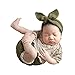 CUTEBBPHOTO CUTEBBPHOTO Newborn Baby Girl Photography Props Newborn Photoshoot Romper Outfits Bodysuit & Hat & Floral Headband  - Image 2
