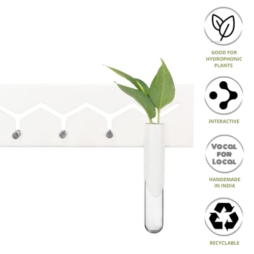 iCraft Modern Test Tube Planter with Metal Key Holder for Home | Durable Wall Hanging Plant and Keys Stand for Home, Office, Room, Outdoors, Indoors (White), Small - Image 3