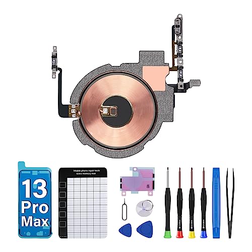 DGSCSMY for iPhone 13 PRO MAX Power Volume Button NFC Chip Wireless Charging Charger Panel Coil Replacement OEM On/Off Switch Control Silent Mute Key Repair Fix Tools Kit A2641 A2643 A2644 A2645 A2484 - Image 1