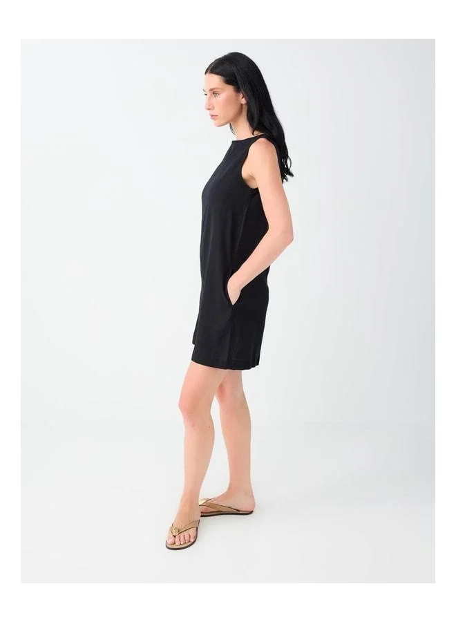Jimmy Key  Black Pocket Detailed Linen Blend Mini Jumpsuit. for Women | Best Price UAE