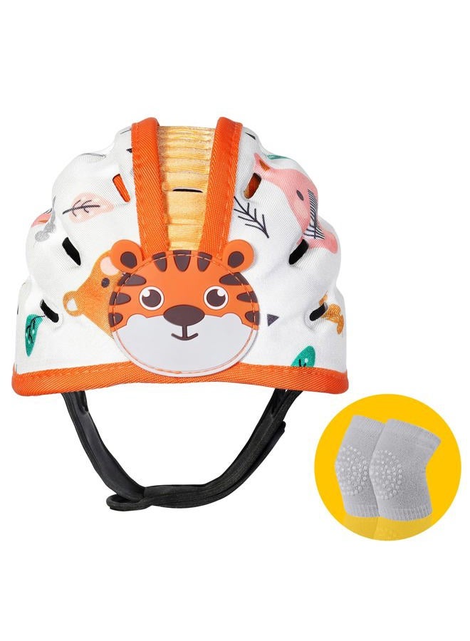 IvyWind Baby Safety Helmet, Breathable Baby Head Protector for Crawling and Walking, Infant Soft Helmet, Anti-Collision, Ultra-Lightweight, Expandable and Adjustable Age 6m-24m (Orange Tiger) - Image 1