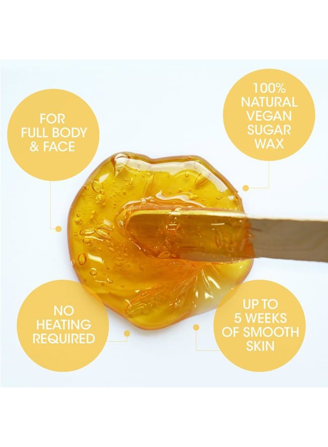 Nad's طقم شمع سكر طبيعي 100% ، نباتي ، مضاد للحساسية ، تركيبة شمع سكر بدون حرارة ، يتضمن 6 ملعقات خشبية ، 10 شرائط قطنية قابلة لإعادة الاستخدام 100% ، 1 صابون تنظيف قبل الشمع و شمع سكر 6 أونصات - Image 3