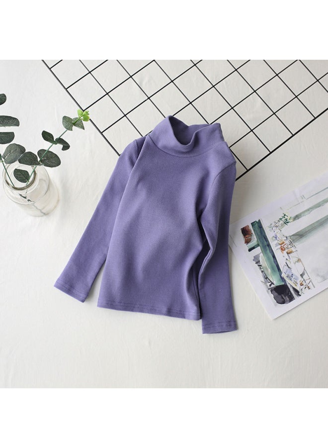 Autumn And Winter Kidsren's Clothing Versatile Tops Kidsren's Thickeneded Mid-collar Bottoming Shirts For Boys And Girls Long-sleeved T-shirts Candy Color