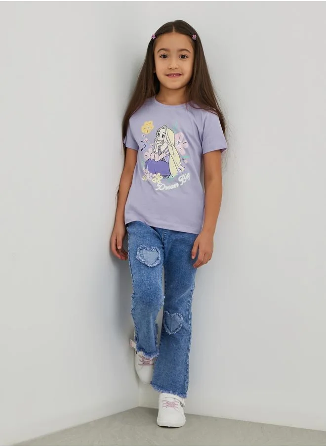 ستايلي Styli Girls Rapunzel Print Short Sleeve T-Shirt