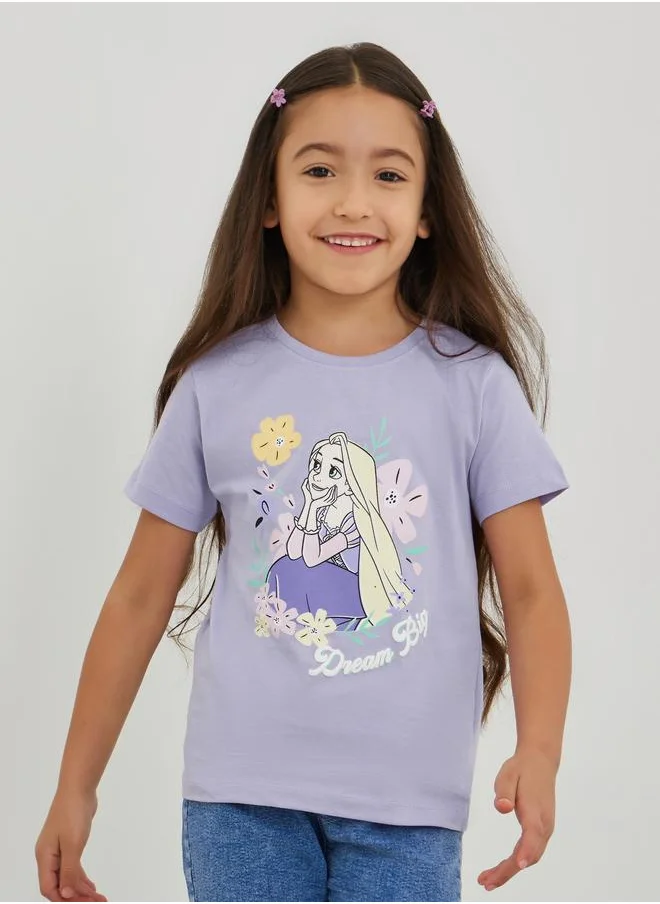 ستايلي Styli Girls Rapunzel Print Short Sleeve T-Shirt