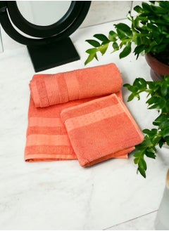 White Rose 3 Pcs Luxurious And Soft Beach Towel Set 600GSM Bath Sheet (80x160cm) Bath Towel (70x140cm) Face Towel (50x90cm) Set Of 3 - Peach  - Image 5