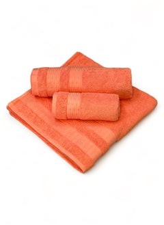 White Rose 3 Pcs Luxurious And Soft Beach Towel Set 600GSM Bath Sheet (80x160cm) Bath Towel (70x140cm) Face Towel (50x90cm) Set Of 3 - Peach  - Image 3