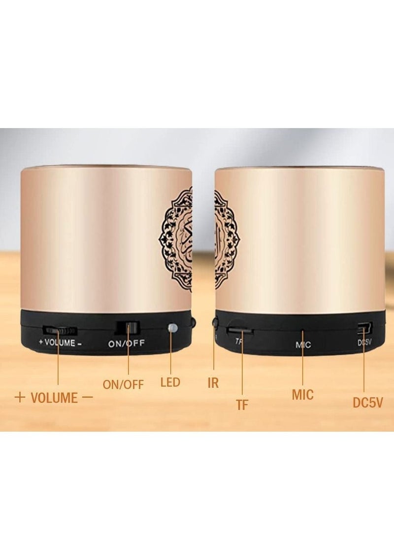 Portable Digital Quran Speaker with Remote Control over18 Reciters and 15Translations Available Quality Qur'an Speaker Arabic English French, Urdu etc Mp3 FM Radio (Gold Color) - Image 4