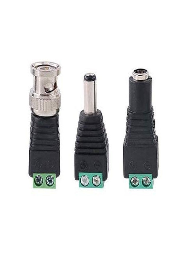 RIVER FOX 1 Set(1 Male DC+1 Female DC+1 Male BNC) 5.5mm x 2.1mm Male Female DC Power Connector, BNC Male Baloon Connector for Led Strip CCTV Security Camera Cable Wire Ends Plug Barrel Adapter - Image 1