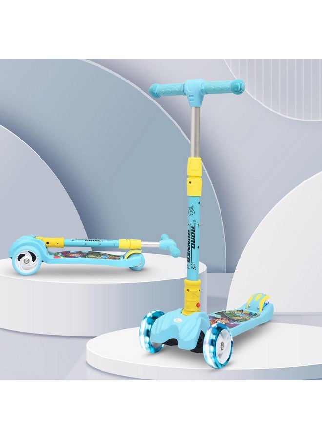أر فور رابيت سكوتر R for Rabbit Road Runner للأطفال من سن 3 إلى 14 عامًا، ارتفاع قابل للتعديل، قابل للطي، عجلات LED PU وسعة وزن 75 كجم مع فرامل (أزرق) - Image 1
