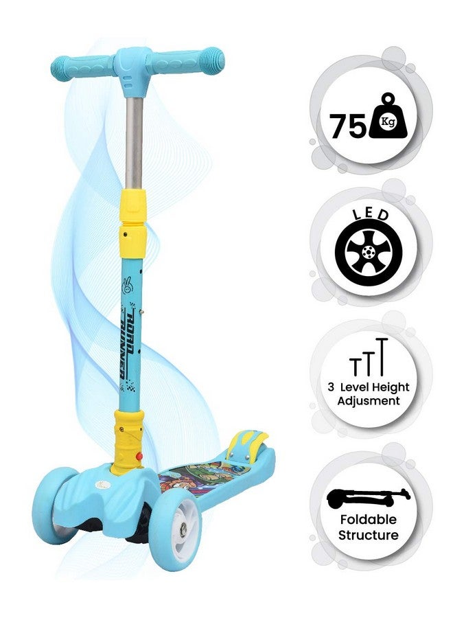 أر فور رابيت سكوتر R for Rabbit Road Runner للأطفال من سن 3 إلى 14 عامًا، ارتفاع قابل للتعديل، قابل للطي، عجلات LED PU وسعة وزن 75 كجم مع فرامل (أزرق) - Image 5