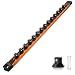 Reniteco Magnetic Socket Organizer 14 Drive Aluminum Alloy Socket Rail Heavy Duty Magnetic Socket Holder with 14PC 360 Swivel Removable Clips Magnetic Socket Rack for Tool Box Drawer Orange - Image 2