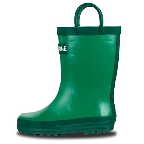 LONECONE Lone Cone Rain Boots with Easy-On Handles in Solid Colors for Boys and Girls, Play-Proof Flexible Rubber, Durable Non-Slip Treads, Kid-Friendly for Hours of Joy - Grassy Green, 5 Toddler - Image 1