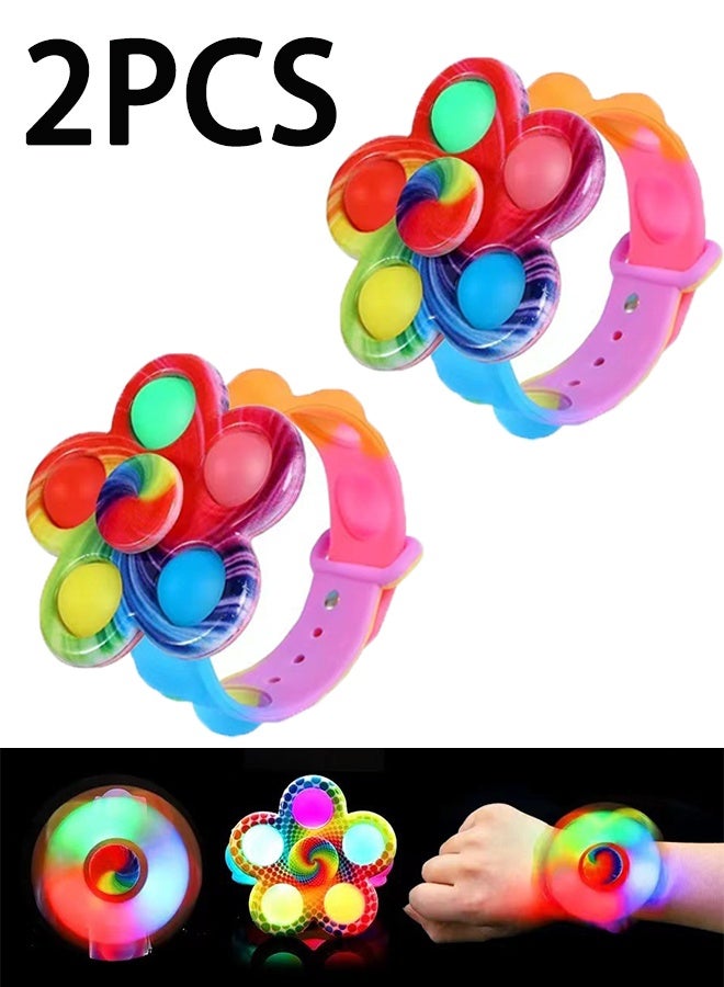 سواران دوّاران متوهّجان 2 قطعة، ألعاب تخفيف التوتر الحسية للأطفال والكبار، تخفيف القلق والتوتر، اضطراب فرط الحركة وتشتت الانتباه والتوحد، مناسبة للفتيات والفتيان، هدايا حفلات أعياد الميلاد، أكياس الهدايا، مكافآت الفصل (اللون عشوائي) - Image 1