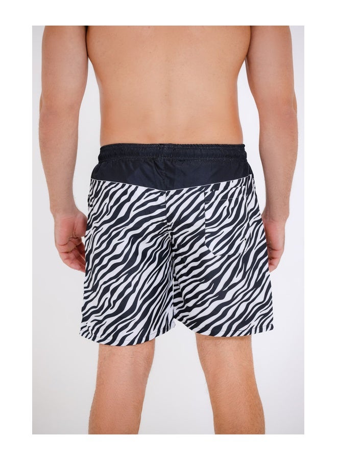 Printed swim shorts with side pockets