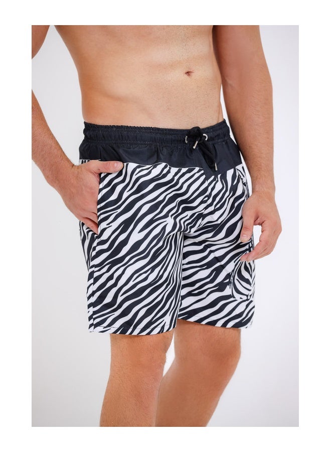 Printed swim shorts with side pockets