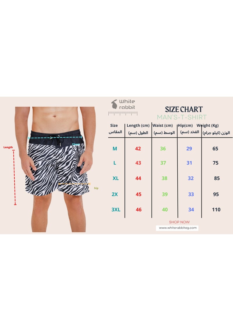 Printed swim shorts with side pockets