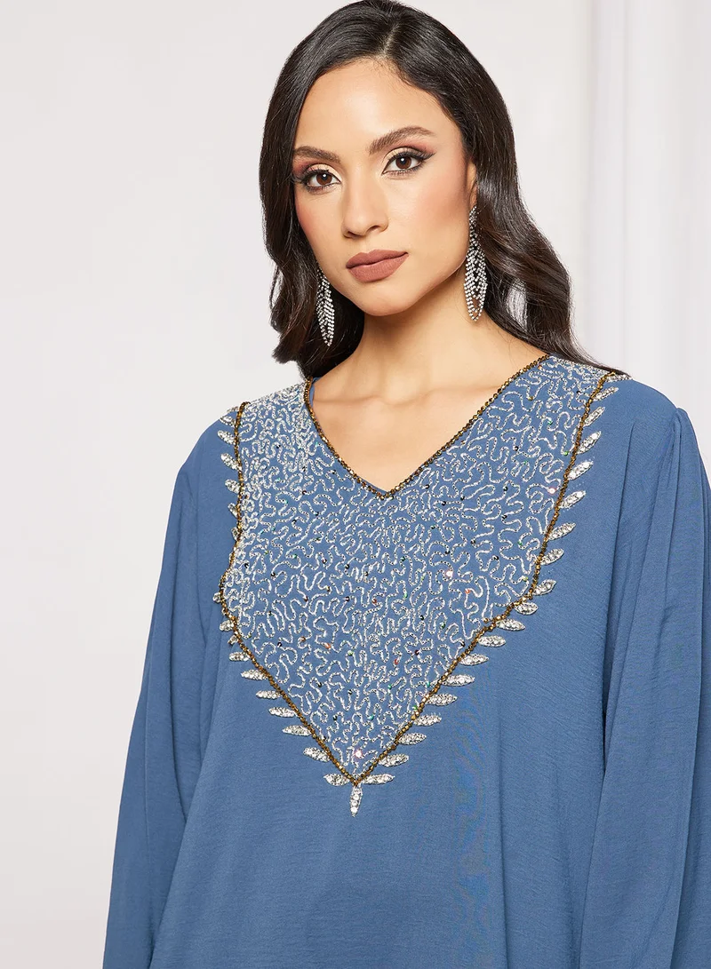 Hayat Jalabiya Embellished With Abstract Beadwork