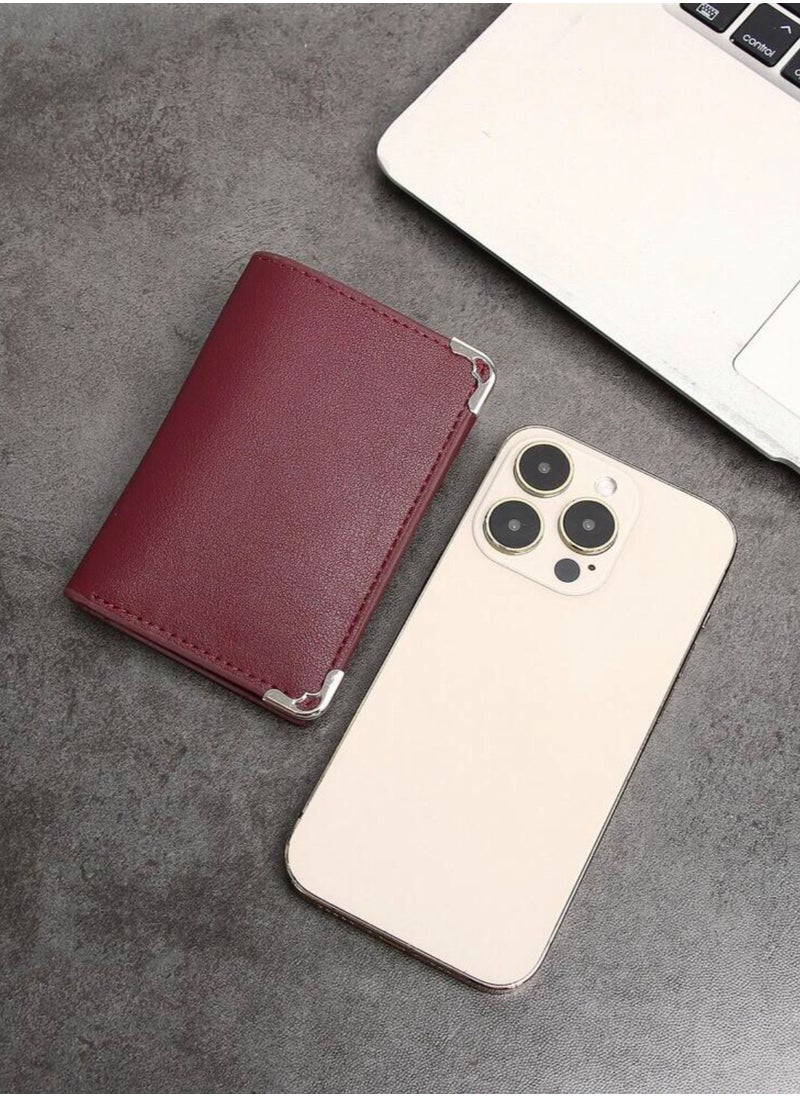 JewelryEveryday - Elegant Slim Classic Small Wallet For Men - Burgundy - Image 1
