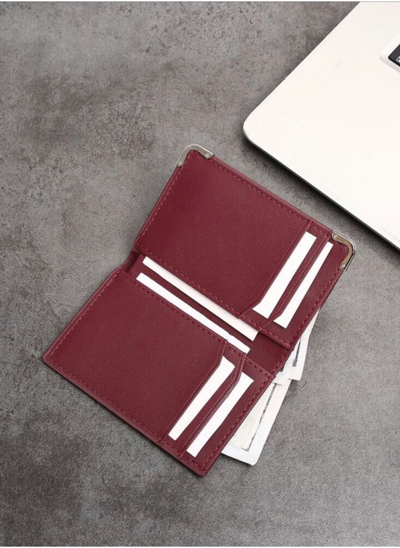 JewelryEveryday - Elegant Slim Classic Small Wallet For Men - Burgundy - Image 1