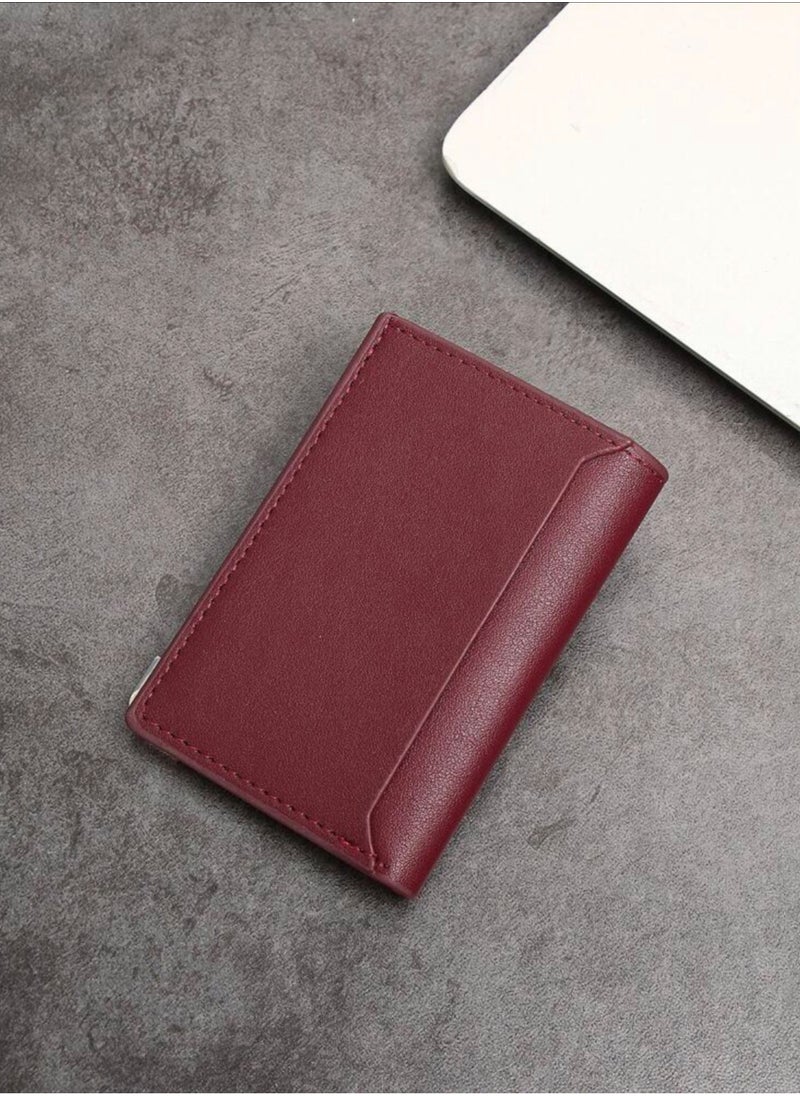JewelryEveryday - Elegant Slim Classic Small Wallet For Men - Burgundy - Image 1