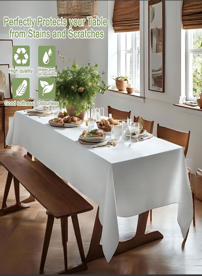 مفرش طاولة من الساتان، 145 × 220 سم، قابل للغسل، مستطيل الشكل، لامع، قماش ناعم، مفرش طاولة، زخرفة مكتبية من الحرير اللامع لأي احتفال، حفلة، حفل زفاف، مطبخ لتناول الطعام، (أبيض) - Image 4