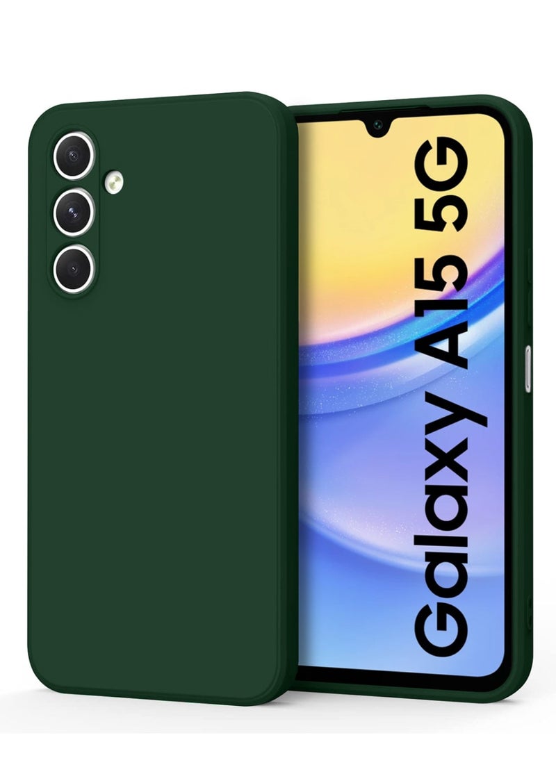 Techie Stylish TPU Silicone Back Cover Case for Samsung Galaxy A15 5G 2024– Slim Fit Design, Smooth and Soft – Dark Green  - Image 1