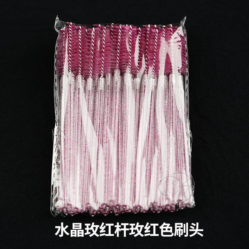 Generic Crystal Spiral Lash Brush Colored Disposable Crystal rose red rod rose red brush head 
