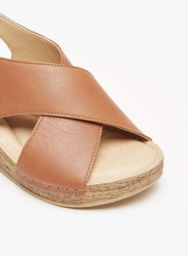 Le Confort Women Cross Strap Wedge Sandals With Hook And Loop Closure
