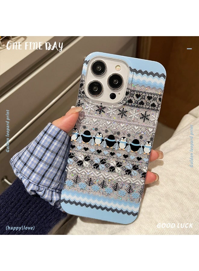 NIBEMINENT Colored Atmosphere Sand Flow Protective TPU Case Cover For iPhone 15, Penguin - Image 2