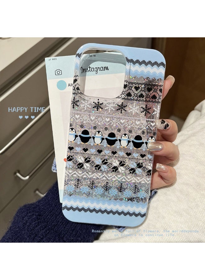 NIBEMINENT Colored Atmosphere Sand Flow Protective TPU Case Cover For iPhone 15, Penguin - Image 3