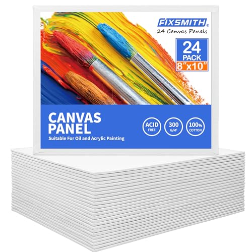 FIXSMITH Canvas Boards for Painting 8x10 Inch, Super Value 24 Pack Paint Canvases, White Blank Canvas Panels, 100% Cotton Primed, Painting Art Supplies - Image 1