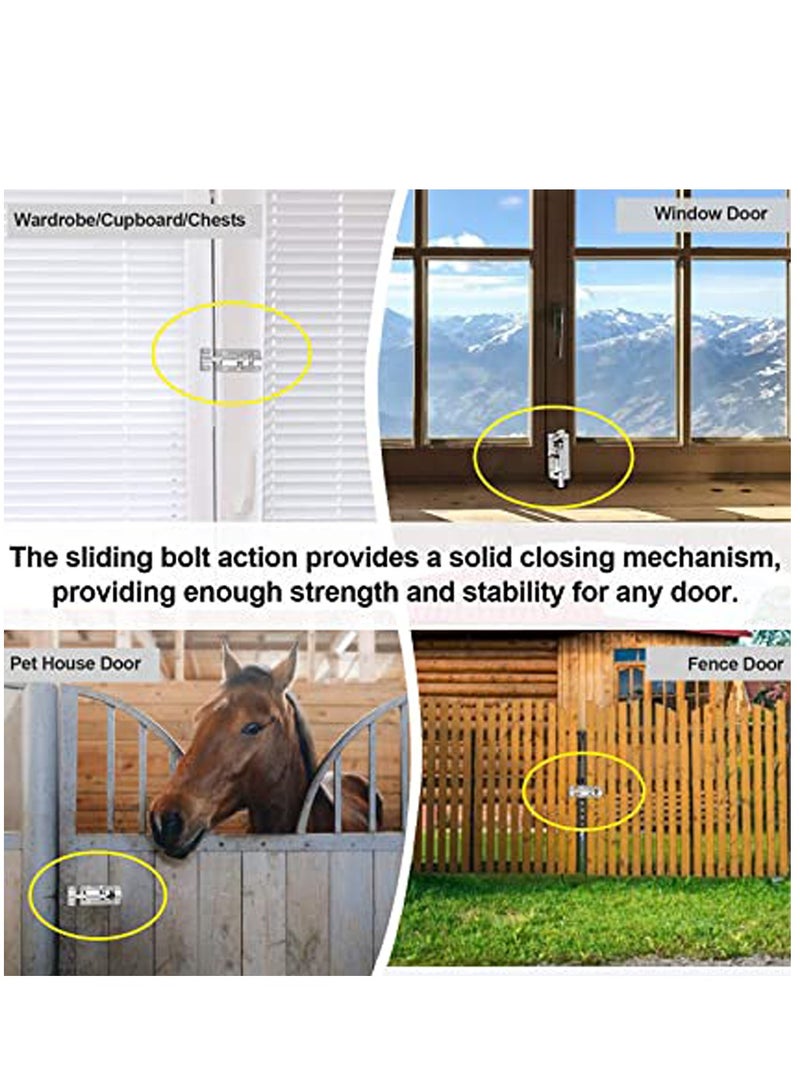 SYOSI Door Bolt Lock Sliding Latch Lock with Screws 3 Inch Stainless Steel Sliding Latch Lock - 2 Pack Door Bolt Barrel Sliding Latch Lock Catch Latch Slide Bolt for All Type of Internal Doors - Image 4