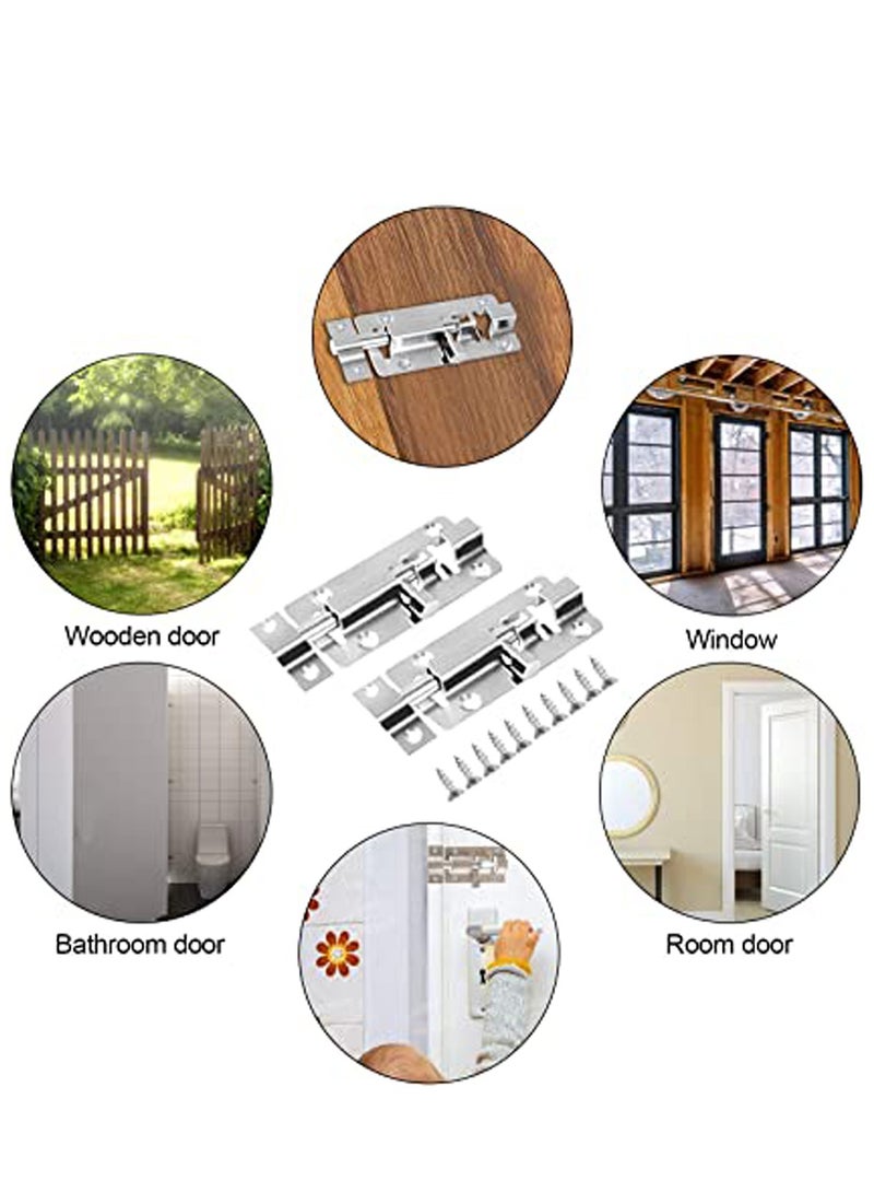 SYOSI Door Bolt Lock Sliding Latch Lock with Screws 3 Inch Stainless Steel Sliding Latch Lock - 2 Pack Door Bolt Barrel Sliding Latch Lock Catch Latch Slide Bolt for All Type of Internal Doors - Image 3