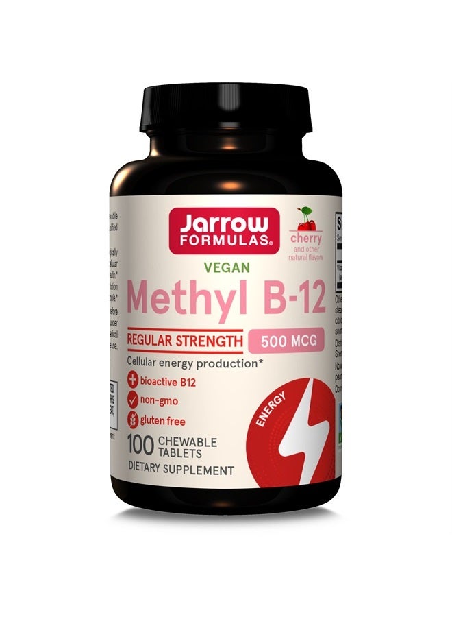 jarrow formulas ميثيل ب-12 - أقراص قابلة للمضغ بنكهة الكرز - مكمل فيتامين ب12 النشط بيولوجيًا - يدعم الطاقة الخلوية والدعم القلبي الوعائي خالي من الكائنات المعدلة وراثيًا وخالي من الغلوتين (قد يختلف التعبئة)  - Image 1