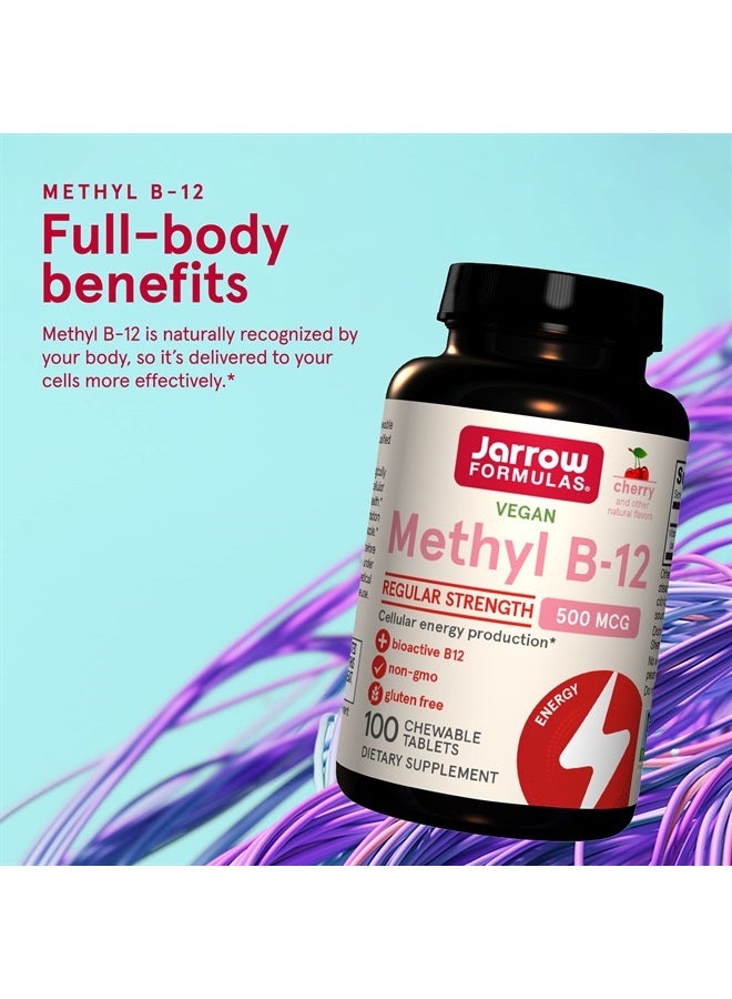 jarrow formulas ميثيل ب-12 - أقراص قابلة للمضغ بنكهة الكرز - مكمل فيتامين ب12 النشط بيولوجيًا - يدعم الطاقة الخلوية والدعم القلبي الوعائي خالي من الكائنات المعدلة وراثيًا وخالي من الغلوتين (قد يختلف التعبئة)  - Image 3